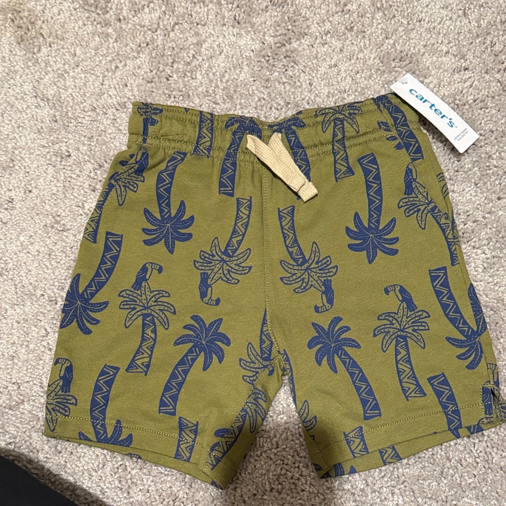 Carter's Green Shorts with Blue Palm Print